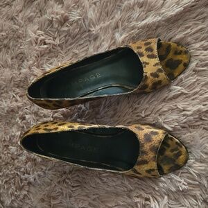Vintage leopard peep toe pumps size 5